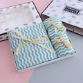 3-piece green chevron towel gift set with elegant cream ribbon bows for wedding favors - Water Wave / 2-Piece Set (1 Large 1 Small) / Green