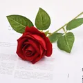 Single stem red velvet artificial rose for wedding and Valentine's Day decor - Flower head diameter 7cm / Pearl Velvet Rose Red