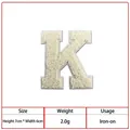 Chenille white towel embroidery letter K patch, iron-on DIY apparel accessory - Letter K (XS-409)