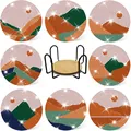 Set of 8 DIY diamond painting coasters with sparkling mountain landscape and holder - Abstract Landscape Style (BD007) / 8 Pieces (With Iron Stand)
