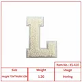 Cream white letter L chenille embroidery iron-on patch for clothes decoration 7x5cm - Letter L (XS-410)