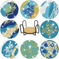 Set van 8 DIY diamond painting onderzetters met bloempatronen en een zwarte houder - Wijnstok Blad Textuur Stijl (BD009)