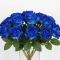 Artificial deep blue velvet roses bouquet for elegant wedding and Valentine decor - Pearl Velvet Rose Blue