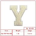 Solid white fuzzy towel embroidery letter Y iron-on patch for clothing decoration - Letter Y (XS-424)