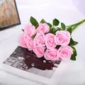 Artificial pink velvet roses bouquet for wedding decoration and Valentine's Day gift - Flower head diameter 7cm / Little Paris Pink