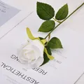Single elegant white velvet artificial rose flower for wedding and home decoration - Flower head diameter 7cm / Snow Mountain Rose (White)