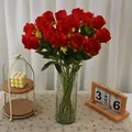 Vibrant red artificial flannel roses for romantic wedding and home table decoration - Flower Head Diameter 6cm / Bulgaria Red