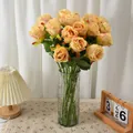 Champagne orange artificial velvet roses bouquet for wedding and home decoration - Bulgaria Style / Champagne