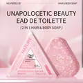 Pastilla de jabón 2 en 1 FORMBO para cabello y cuerpo con caja de embalaje triangular rosa - Estilo Belleza Sin Disculpas (FBZ011)