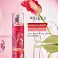 Close-up of 88ml ladies fragrance mist featuring pink champagne and peony scent notes - Wishes / 88ml