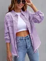 Oversized lavender denim jacket featuring frayed hem and distressed ripped details - S / Tops / Violet