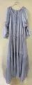 Macro view of light purple pleated maxi dress featuring a pearl collar and tie front details - S / Dresses / Blue and Purple