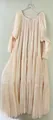 Elegant champagne pleated maxi dress featuring a pearl-beaded neckline and ruffled sleeves - S / Dresses / Off White