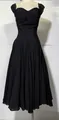 Sophisticated black sleeveless midi dress featuring a pleated bodice and flared skirt - 3XL / Dresses / Black