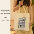 Eco-friendly canvas tote bag with cute panda print and motivational text, 34x38cm - Panda Print / 34x38cm / Off White
