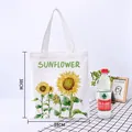 Bolsa de lona ecológica blanca con estampado de girasoles y marcas de dimensiones - Estampado de Girasol / 34x38cm / Blanco