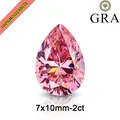 Exquisita moissanita rosa de 2 quilates con corte de pera, facetas detalladas y certificado GRA - 7x10mm (2 Quilates) / With GRA Certificate and Packaging