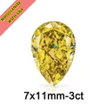 Detalle de una piedra moissanita amarillo limón talla pera 3ct 7x11mm con GRA cert - 3ct (7x11mm) / Amarillo Limón