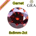 Round brilliant cut red garnet moissanite loose gemstone 8x8mm 2ct for jewelry - 2ct (8x8mm) / Garnet Red