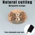 Nahaufnahme eines natürlichen Morganit-Edelsteins in Orange, ovaler Schliff für Schmuck - 6X8mm / Morganit-Orange