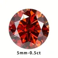 Gedetailleerde close-up van 5 mm 0,5 ct ronde granaatrode moissaniet losse edelsteen - Ronde Losse Steen / 5mm (0.5ct) / Granaatrood