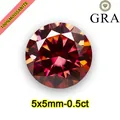 Macro view of a 5mm 0.5ct round brilliant cut red moissanite stone for jewelry making - Multicolor Red / 5x5mm (0.5ct)