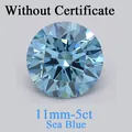Detalle macro de una piedra de moissanita azul mar de 11mm 5ct corte brillante - Moissanita Azul Mar Piedra Suelta (Sin Certificado) / 11mm (5 Quilates)