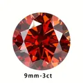 Macro-detailweergave van een 9mm 3ct rond geslepen granaatrode moissanite losse edelsteen - Ronde Losse Steen / 8mm (2ct) / Granaatrood