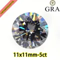 Detailopname van een grijze moissanietsteen van 5 karaat rond geslepen met GRA-certificaat - 11x11mm-5ct / Grijs
