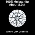 Detailed macro view of 8 carat round moissanite stone showing brilliant facets - Round Style (YS-GRA001) / Without GRA Certificate
