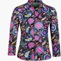 Camisa disco de los años 70 para hombre con estampado floral retro para espectáculos gala - S / Tops / Camisa Floral