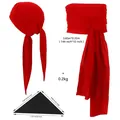 Red pirate headscarf and waist sash set with black bandana for Halloween costumes - Bandana And Waist Sash / One Size / Red