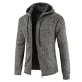 Heavyweight men's marl grey zip-up hooded cardigan sweater with thick fleece lining - 4XL / Tops / Dark Gray