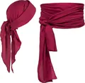 Dark red burgundy pirate headscarf and matching sash belt for renaissance costumes - Bandana And Waist Sash / One Size / Burgundy