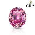 Vista macro de moissanita rosa de 9x11mm con corte ovalado y facetas brillantes - 4x6mm (0.5ct) / Rosa Sakura