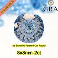 Λεπτομερής προβολή του γαλάζιου moissanite 2 καρατίων με 100 έδρες και GRA - Ice Blue 100 Εδρών (Με GRA) / 8x8mm / 2 καράτια