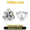 Macro detail view of a 0.5ct Trillion Cut Moissanite stone with D Color and VVS1 Clarity - 5x5mm-0.5ct Trillion Shape / 5x5mm (0.5ct)