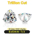 Macro view of D color VVS1 clarity trillion cut moissanite loose stone 6x6mm 1ct - 6x6mm-1ct Trillion Shape / 6x6mm (1ct)