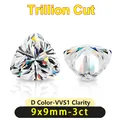 Detailopname van trillion geslepen moissaniet D kleur VVS1 3 karaat - 9x9mm (3ct)