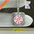 Vista dettagliata del ciondolo in argento 925 con moissanite rosa chiaro e report GRA - Rosa chiaro