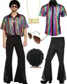 Set completo de disfraz disco de los años 70 para hombre con camisa de lentejuelas disco - S / Top Y Pantalón / Multicolor