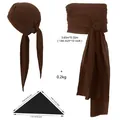 Medieval pirate costume accessories set with brown headscarf and long waist sash belt - Bandana And Waist Sash / One Size / Brown