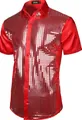 Camicia rossa da uomo con paillettes argento, ideale per feste disco degli anni 70 - Rosso