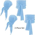 Light blue pirate headscarf and waist sash 2-piece costume accessory set for adults - Bandana And Waist Sash / One Size / Sky Blue