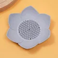 Detailed view showing the grey silicone lotus-shaped soap dish with drainage spikes - 12.5cm (No Packaging) / Gray