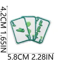 Detailed size view of green wave embroidered playing card cloth patch accessory - Playing Card Style (X25HL-076-05)