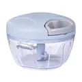 Manual mini garlic chopper and food processor with light blue lid and clear bowl - 500ml / Nordic Blue