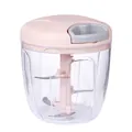Manual mini garlic chopper in pink with multi-functional pull cord for kitchen use - 30oz / Nordic Pink