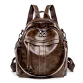 Stilvoller brauner Damenrucksack aus weichem Leder mit großem Fassungsvermögen - L / Dunkelbraun