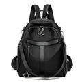 Modischer schwarzer Damenrucksack mit großem Fassungsvermögen und weichem Leder - L / Schwarz Oxford